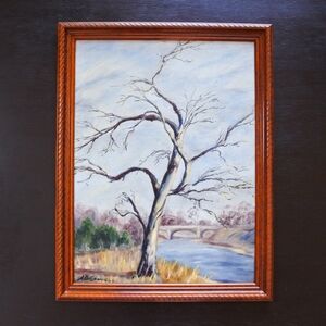 Vintage Signed Original Framed Oil Painting Impressionist Tree Landscape